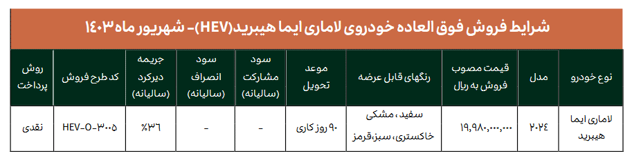 نحوه ثبت نام و خرید لاماری هیبریدی از کارخانه